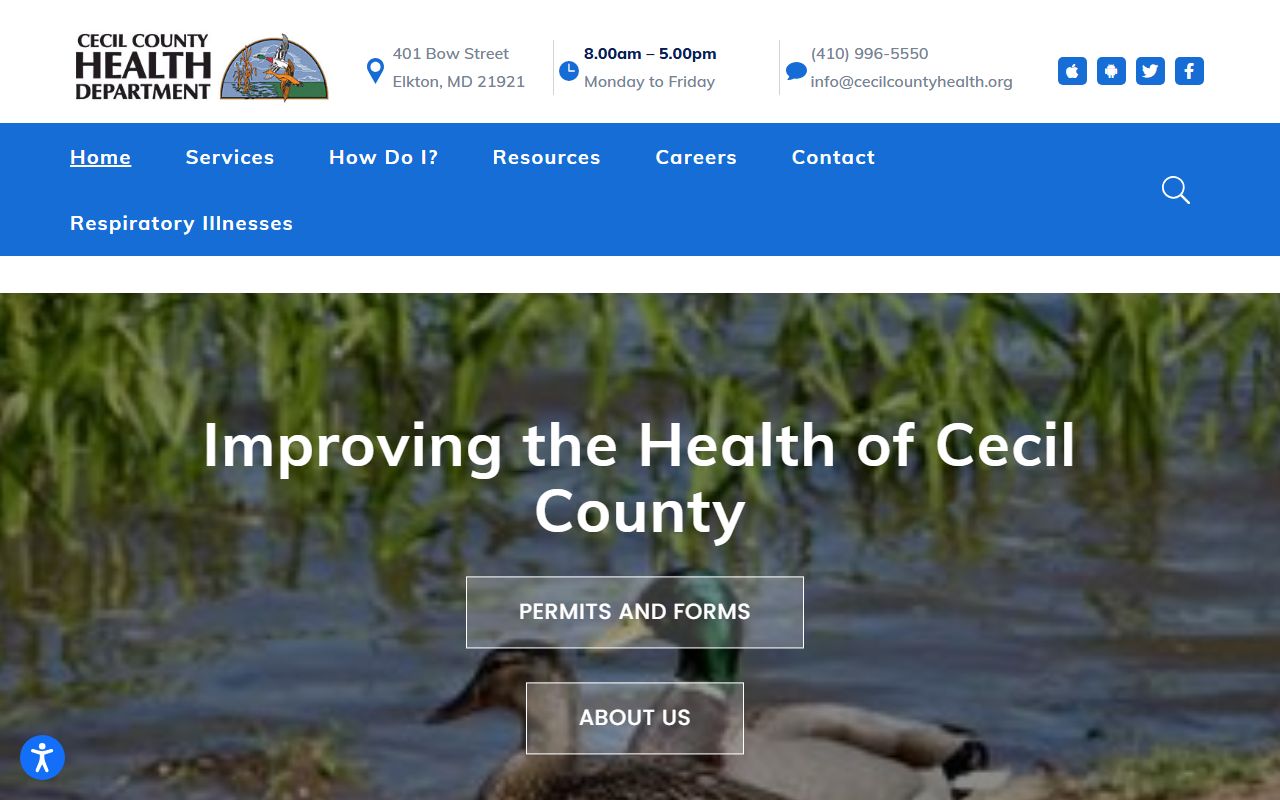 Cecil County Health Department website for death records