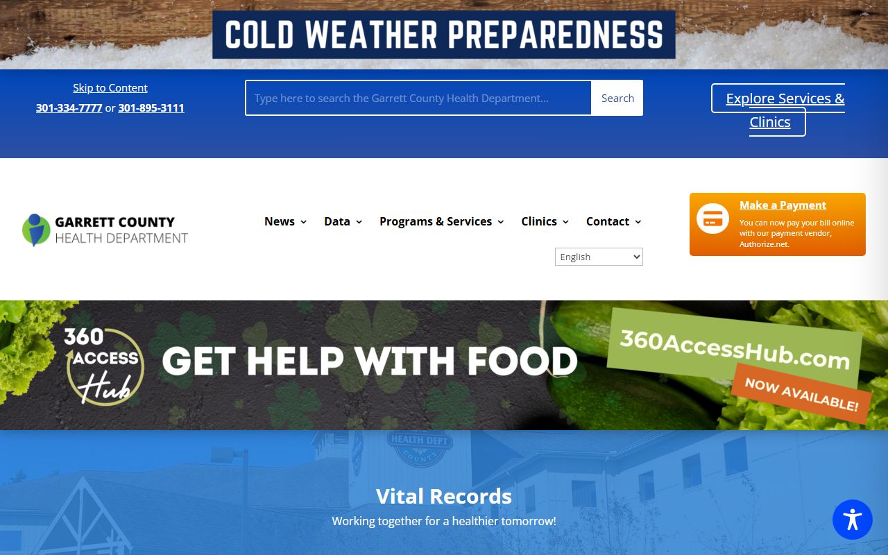 Garrett County Health Department vital records page for death certificates